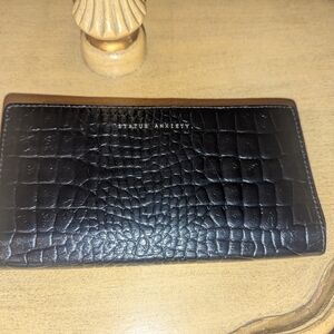 Status Anxiety Black Croc-Embossed Wallet